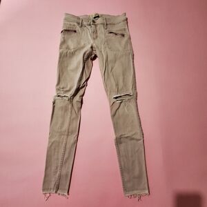 Hollister Khaki Tan Ripped Skinny Pants